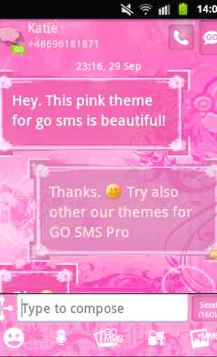 Fleurs roses Thème GO SMS Pro 2