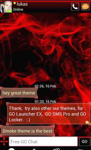 Fumée rouge Theme GO SMS PRO 1