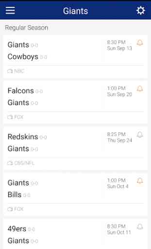 Football Schedule for Giants 3