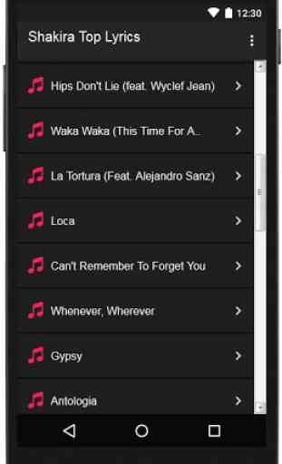 Shakira Top Lyrics 2