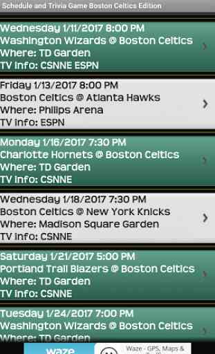 Schedule Boston Celtics fans 2