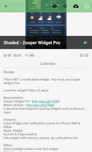 Widget Gallery for Zooper 4