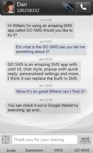 GO SMS Pro simple dark theme 1