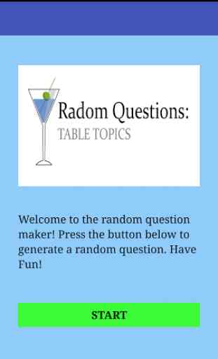 Random Questions: Table Topics 1