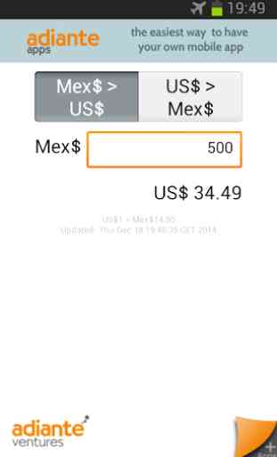 US Dollar to Mexican Peso 1