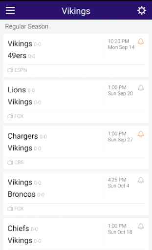 Football Schedule for Vikings 3