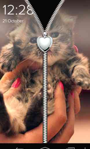 Kitty Love Zipper Lockscreen 2