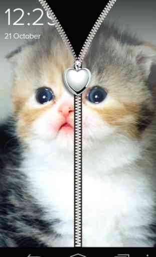 Kitty Love Zipper Lockscreen 4