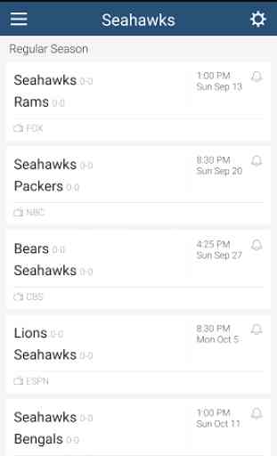 Football Schedule for Seahawks 3