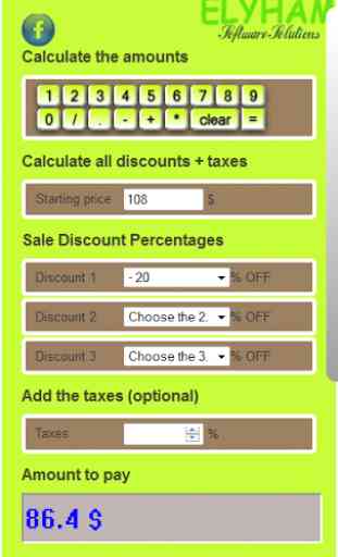 Calculatrice soldes et taxes 2