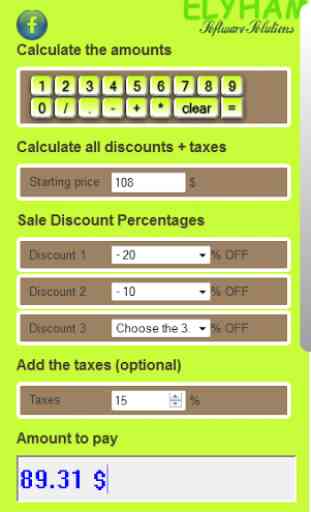 Calculatrice soldes et taxes 3