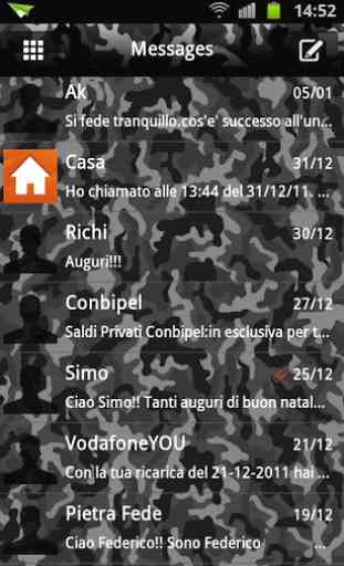 GO SMS Gris Camo Thème 1