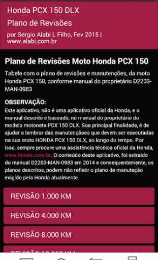 Plano Revisões Moto Honda PCX 1