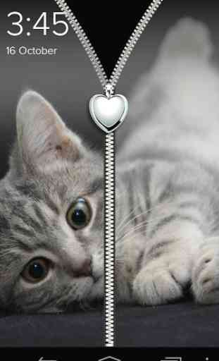 Cute Kitty Zipper Lock Screen 2