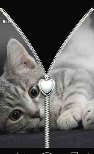 Cute Kitty Zipper Lock Screen 3