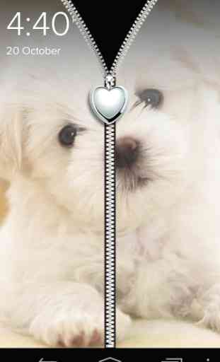 Love Puppy Zipper Lock Screen 2