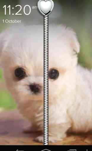 Love Puppy Zipper Lock Screen 3