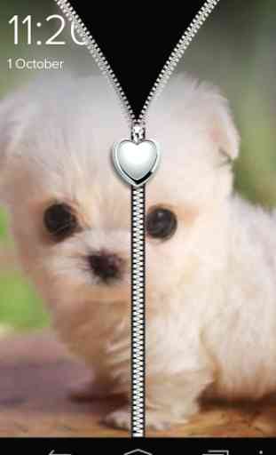 Love Puppy Zipper Lock Screen 4