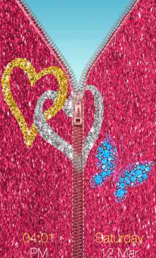 Pink Glitter Zipper Lock 3