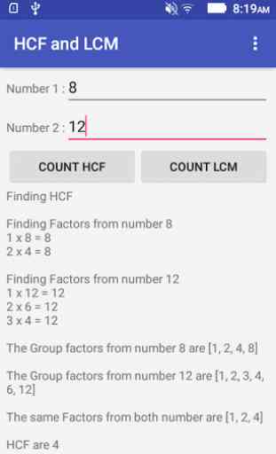 HCF and LCM Calculator 2