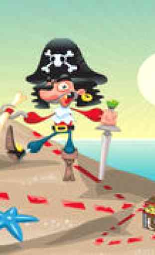 Jeu pour les enfants de 2-5 ans sur les pirates de l'océan: Apprendre à compter les numéros 1-10 de la maternelle, école maternelle ou l'école maternelle avec le pirate, capitaine, perroquet, coffre au trésor, le crocodile et le navire 1