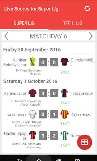 Live Scores for Super Lig 2