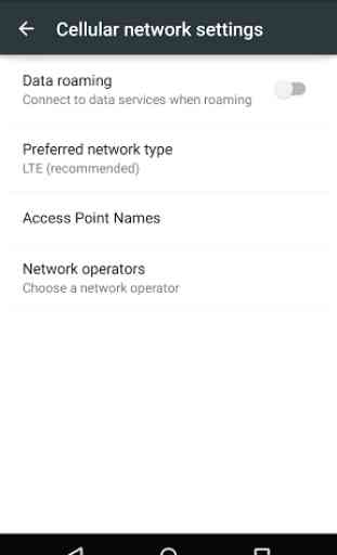 Network settings shortcut 1