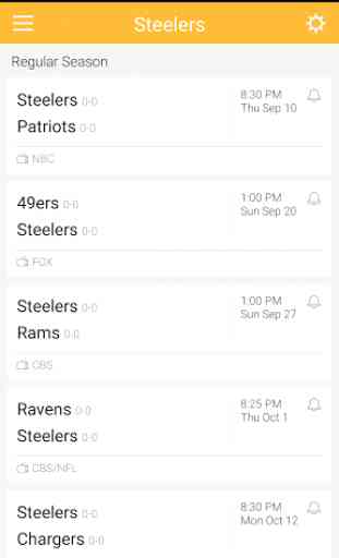 Football Schedule for Steelers 3