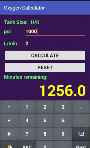 Oxygen Tank Calculator 1
