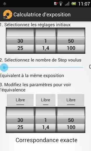Calculatrice d'exposition Free 1