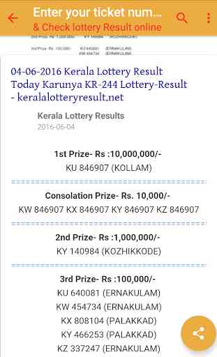 Kerala Lottery Results Search 2