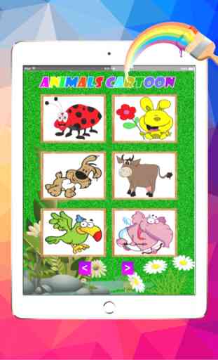 Animaux Cartoon pad art : apprendre à peindre et à dessiner des animaux à colorier pages imprimables pour les enfants gratuits 4