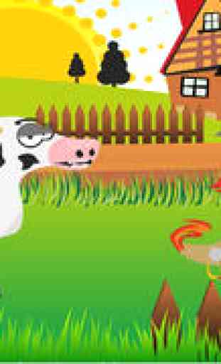 Jeu éducatif sur les animaux de la ferme pour les enfants de 2-5 ans PRO: Jeux et casse-tête pour la maternelle, à l'école maternelle ou la crèche avec vache, taureau, chat, cochon, hibou et le poulet 2