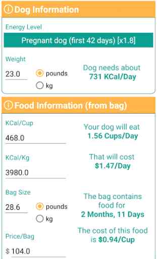 Dog Food Calculator 2