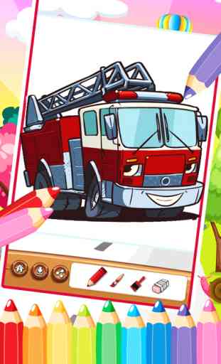 Camion de pompiers voiture gratuit Coloriage pour les enfants 2 3