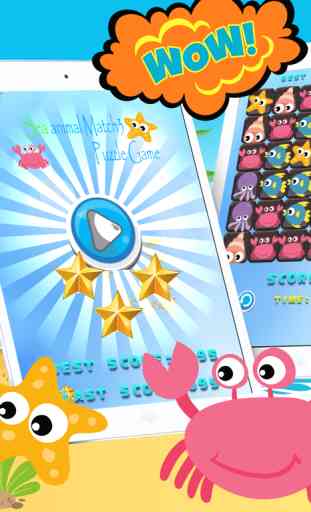 Sea animaux Match 3 Puzzle Game For Kids 4