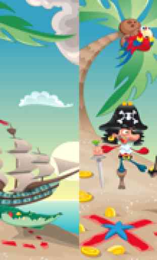 Jeu pour les enfants d'âge 2-5 sur pirates: Jeux et casse-tête pour la maternelle, école maternelle ou l'école maternelle avec le pirate, capitaine, perroquet, coffre au trésor, le crocodile et le navire dans l'océan! 2