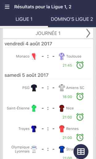 Résultats en direct pour la Ligue 1, 2 2017 / 2018 1