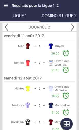 Résultats en direct pour la Ligue 1, 2 2017 / 2018 3