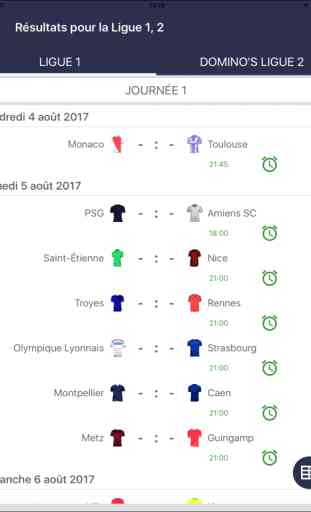 Résultats en direct pour la Ligue 1, 2 2017 / 2018 4