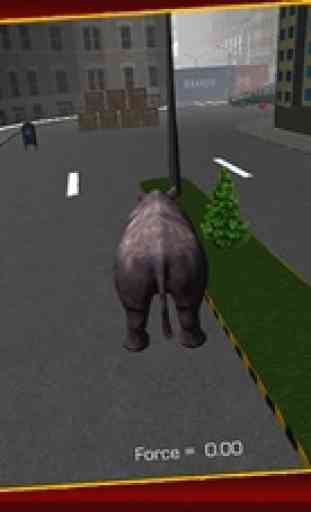 Rhino 3D Simulator - Simulateur animal sauvage et jeu de simulation de détruire la ville 1