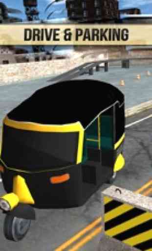 Tuk Tuk Rickshaw Transporter stationnement 3d 3