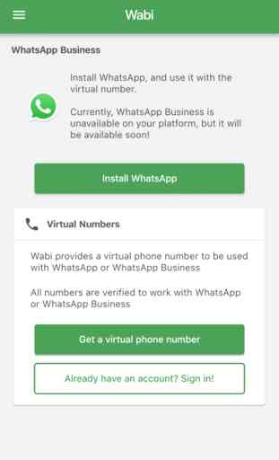 Wabi - Numéro pour WhatsApp 1