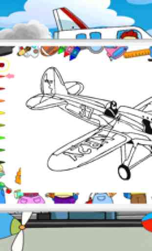 Pages de livre de coloriage d'avion pour des enfan 2