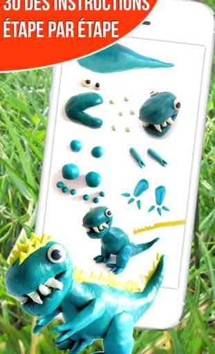 Dinosaures - wikipedia pour les enfants. La marche des dinosaures sur l'herbe. L'artisanat pour enfants à partir de pâte à modeler. 1