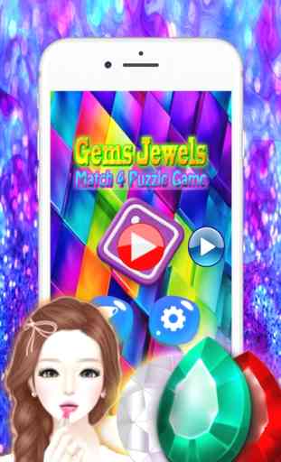 Gems Jewels Match 4 Puzzle Game for Boys & Girls 2