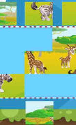 Puzzle du safari - Jeu de puzzles pour enfants en bas âge et les parents! Apprendre avec des animaux, lion, éléphant, hippopotame, singe, perroquet, et le tigre de la maternelle, école maternelle et l'école maternelle 2