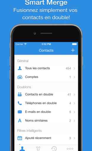 Smart Merge - Nettoyeur de contacts en double pour les comptes iCloud Gmail Facebook & Google 1