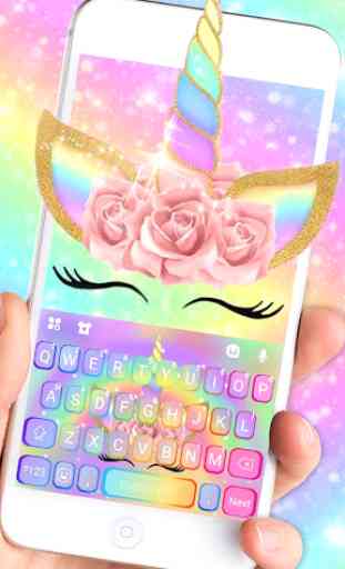 Thème de clavier Rainbow Pink Rose Unicorn 1