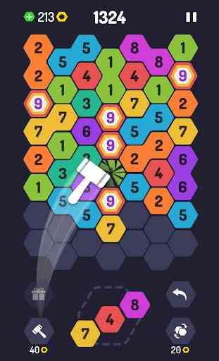 UP 9 Puzzle hexa ! Faites 9 en mixant les nombres 4